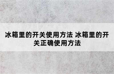 冰箱里的开关使用方法 冰箱里的开关正确使用方法